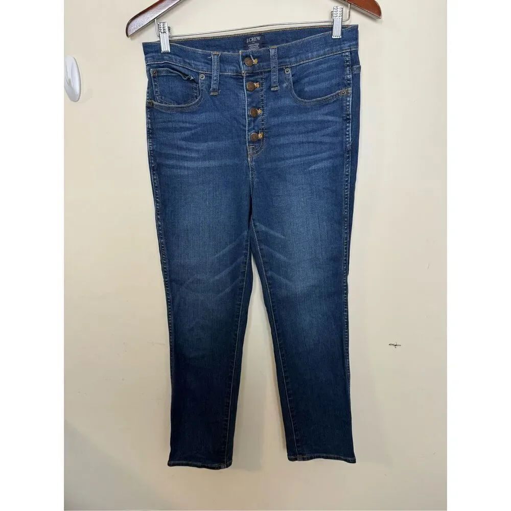 J Crew Women’s Vintage straight jean with button fly in stormy ink Waist 28